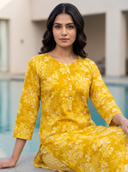 Mustard Floral Kurta Set