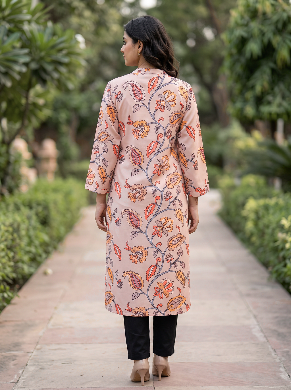 Peach Paisley Kurta Set