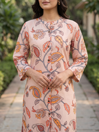 Peach Paisley Kurta Set