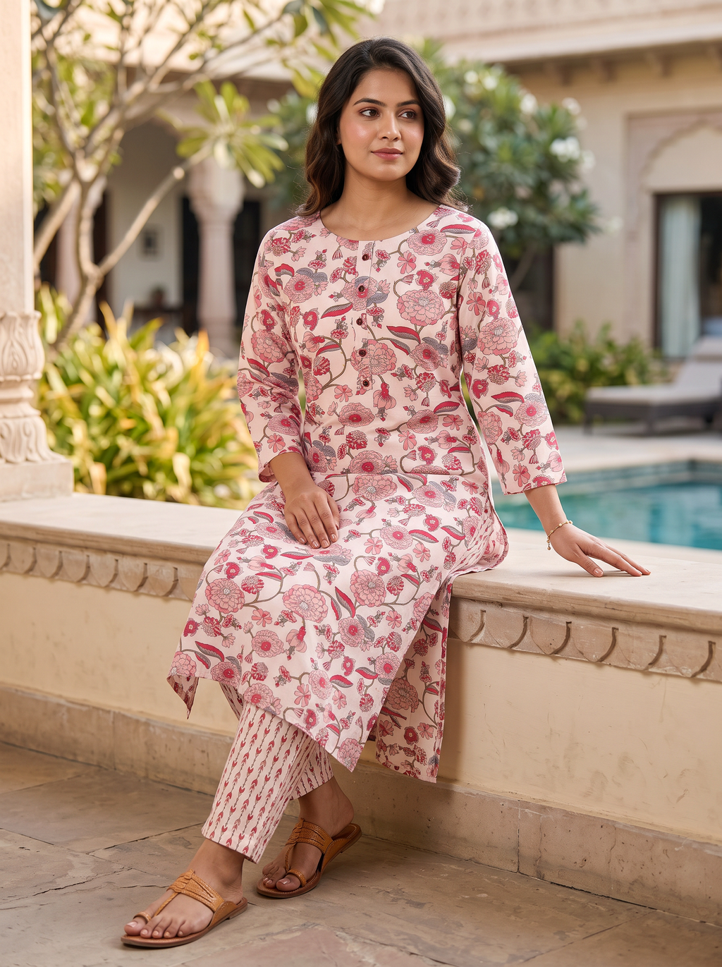 Ivory Floral Kurta Set