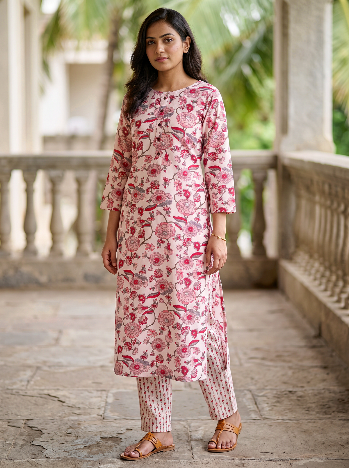 Ivory Floral Kurta Set