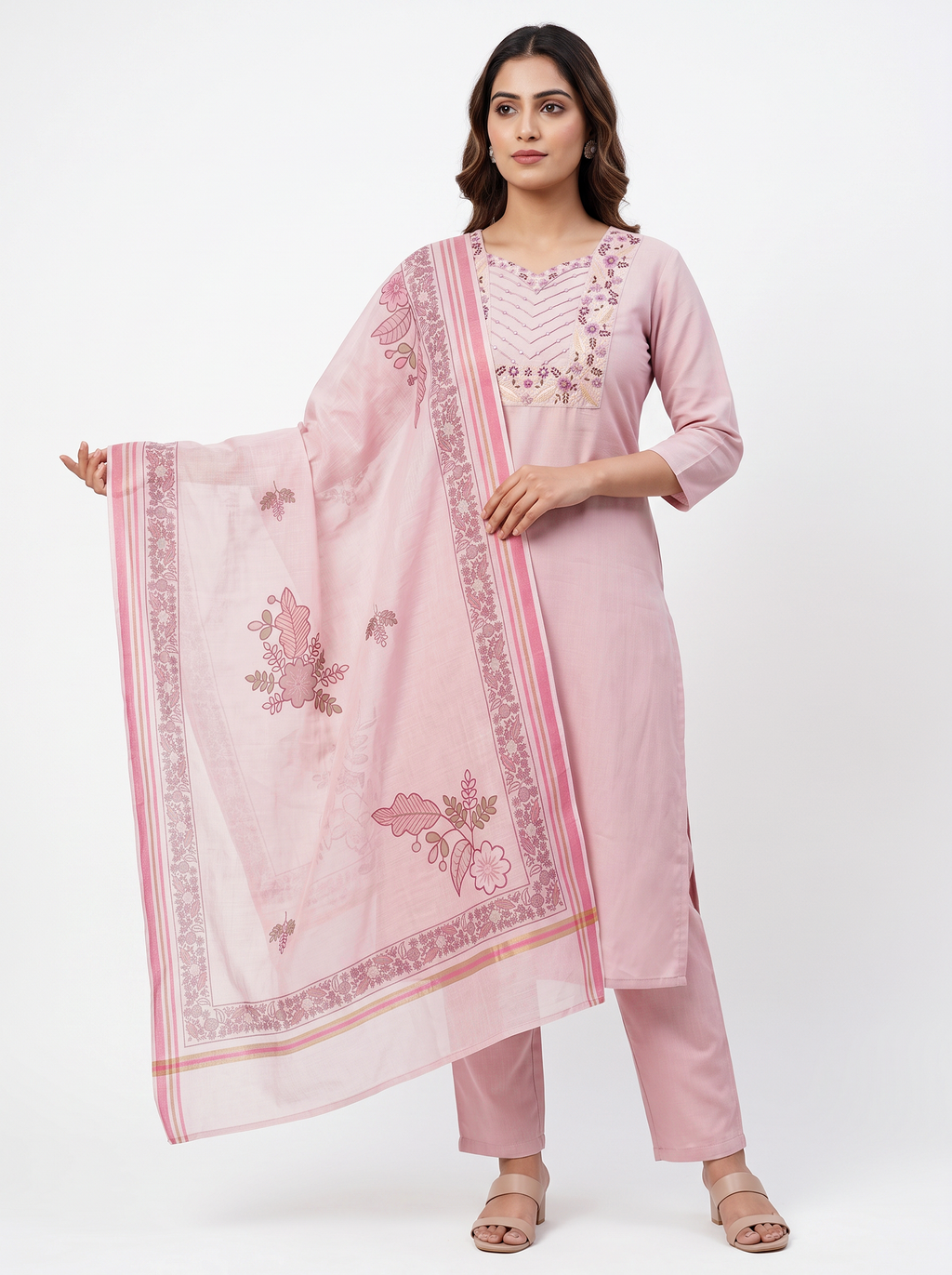 Lilac Dupatta Suit Set