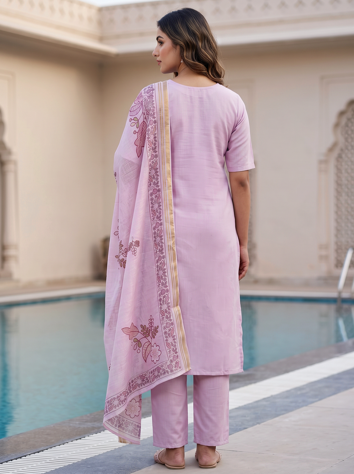 Lilac Dupatta Suit Set