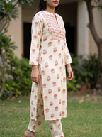 Ivory Botanical Kurta Set