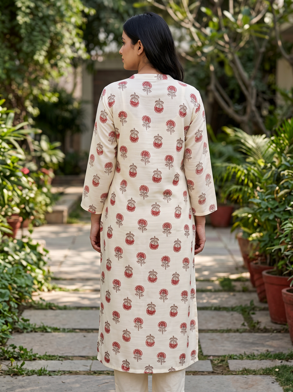 Ivory Botanical Kurta Set