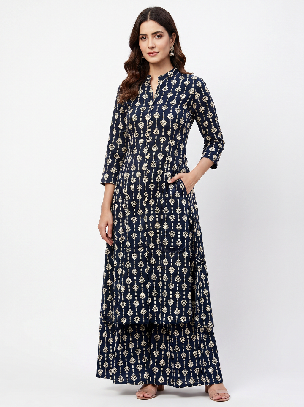 Black Printed Palazzo Kurta Set