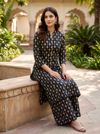 Black Printed Palazzo Kurta Set