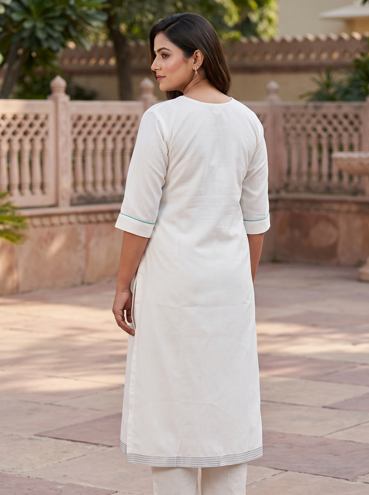 Ivory Graphic Tunic Set