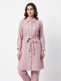 Embroidered Belted Shirt Set