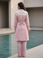 Embroidered Belted Shirt Set