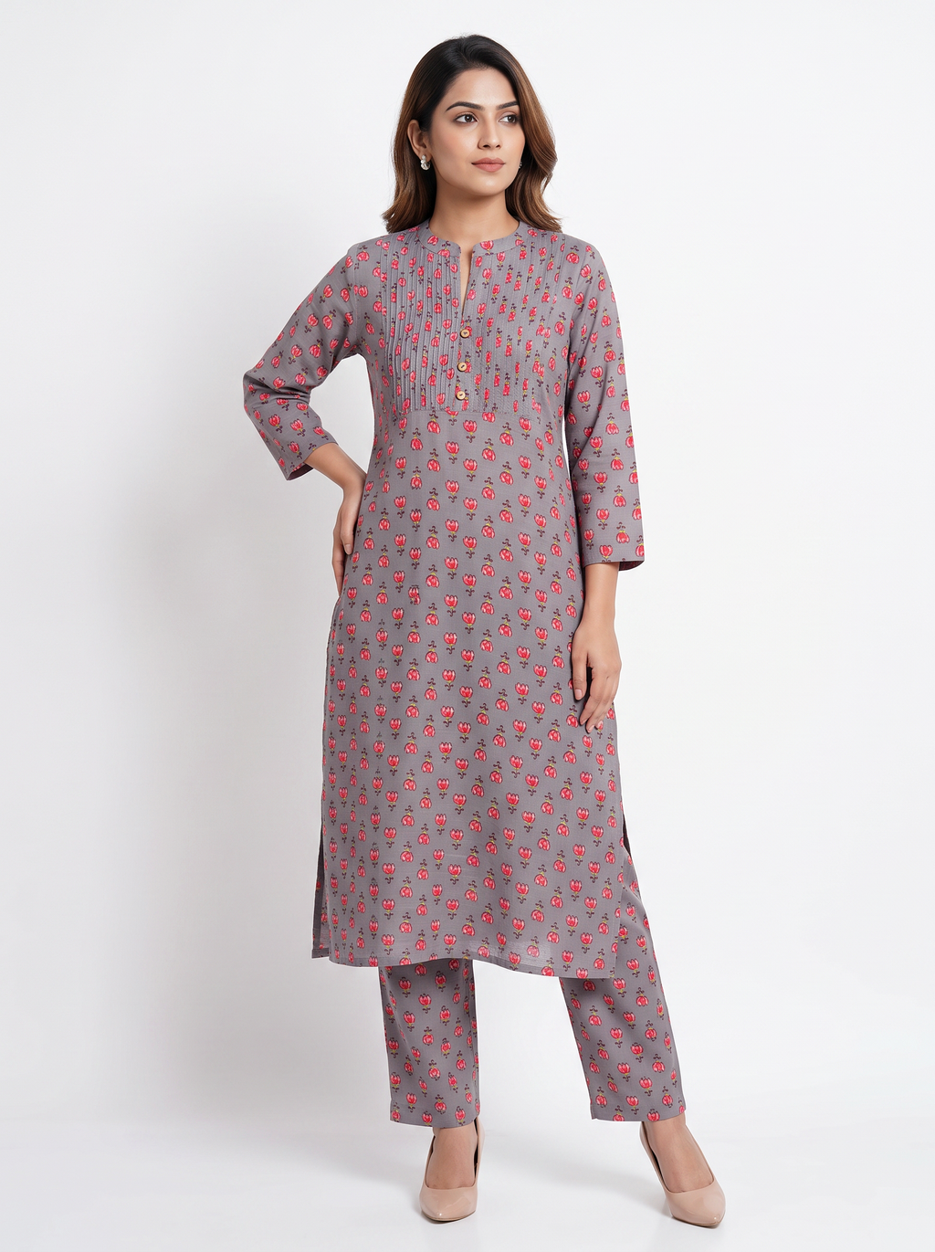 Onion Pink Floral Two-Piece Set