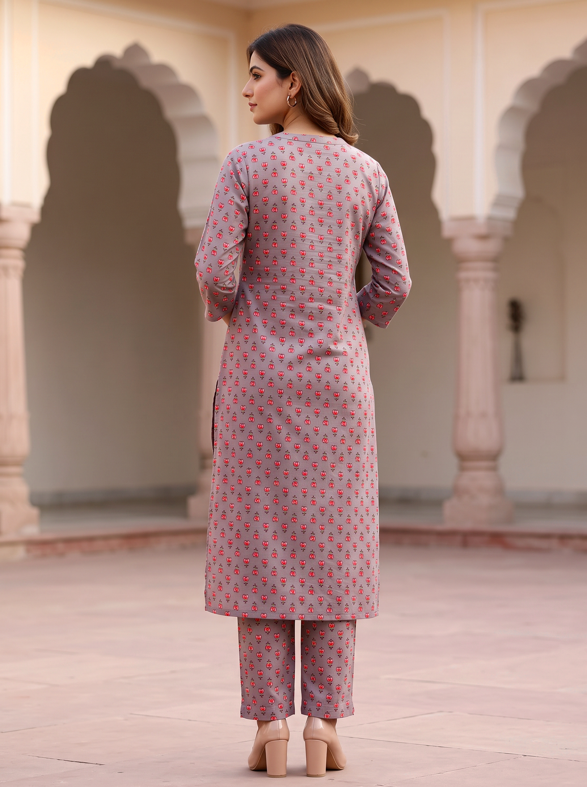 Onion Pink Floral Two-Piece Set