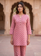 Onion Pink Floral Two-Piece Set