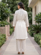 Embroidered Belted Shirt Set
