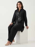 Black Floral Applique Palazzo Set