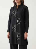 Black Floral Applique Palazzo Set