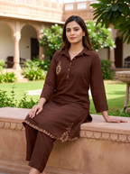 Embroidered Hemline Shirt Set