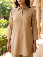 Embroidered Hemline Shirt Set