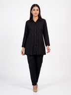 Embroidered Hemline Shirt Set
