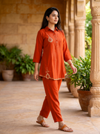 Embroidered Hemline Shirt Set