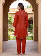 Embroidered Hemline Shirt Set