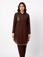 Embroidered Hemline Shirt Set