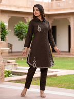 Embroidered Hemline Shirt Set