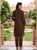 Embroidered Hemline Shirt Set