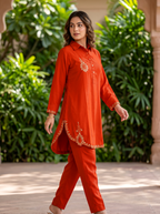 Embroidered Hemline Shirt Set